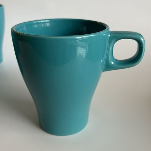 IKEA Fargrik Ceramic Coffee Tea Mugs Set of 4 Stackable Teal - Picture 4 of 8